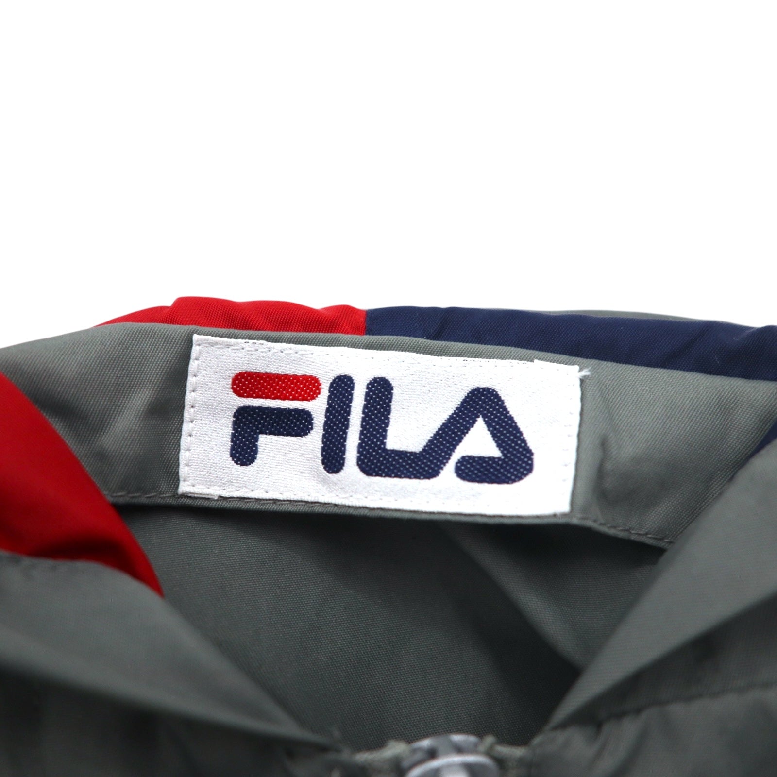 FILA anni '90 Anorak a vento lungo S-M Grigio Nylon Idrorepellente Mezza zip Oversize