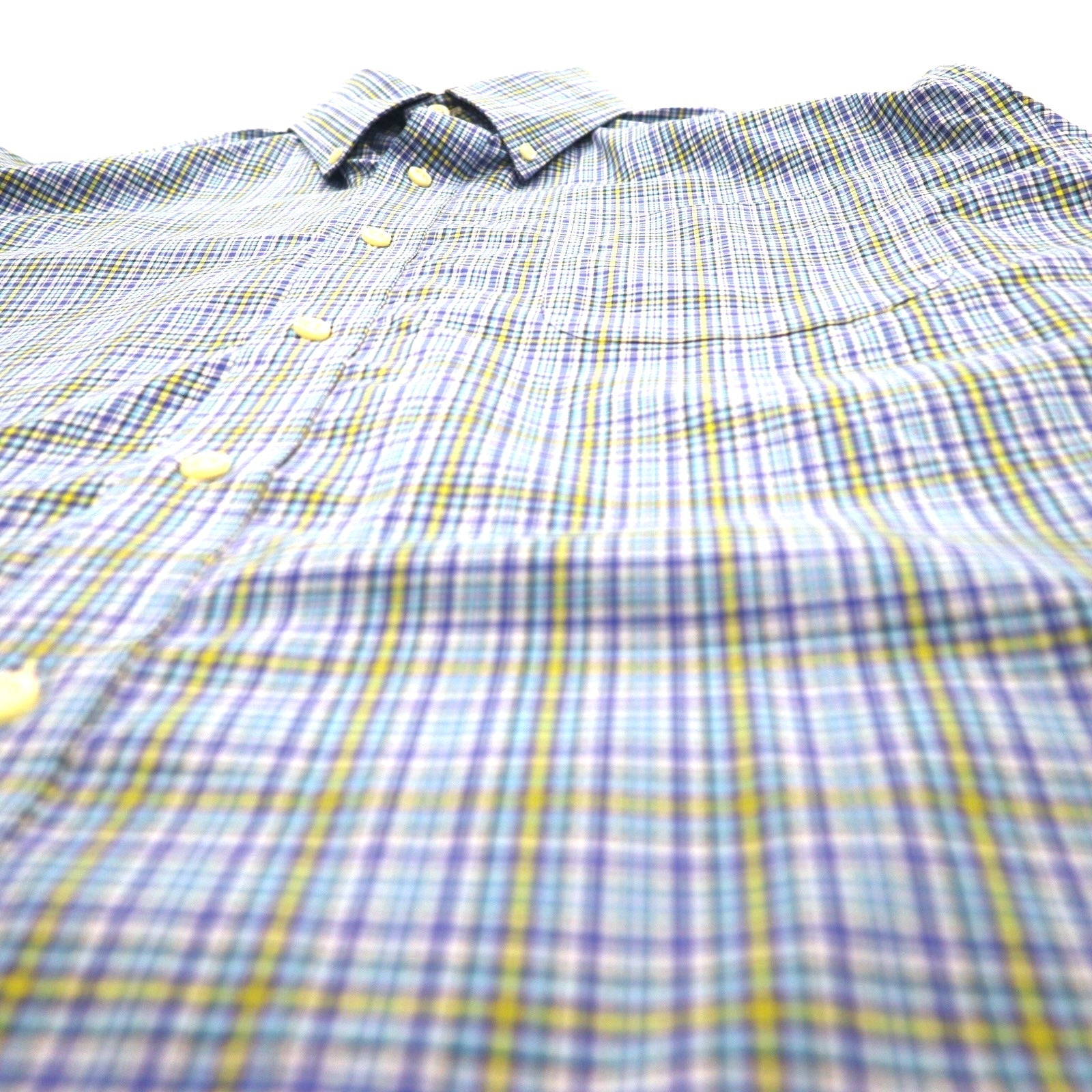 LAUREN RALPH LAUREN Camicia button-down XL blu cotone a quadri CLASSIC FIT STRETCH NON IRON