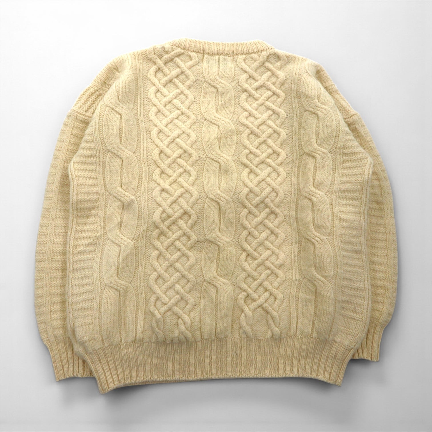 90s Ireland Vintage Fisherman Knit アイルランド製 90年代 フィッシャーマン アランニット セーター XL 生成り ウール ケーブル編み BLARNEY WOOLEN MILLS