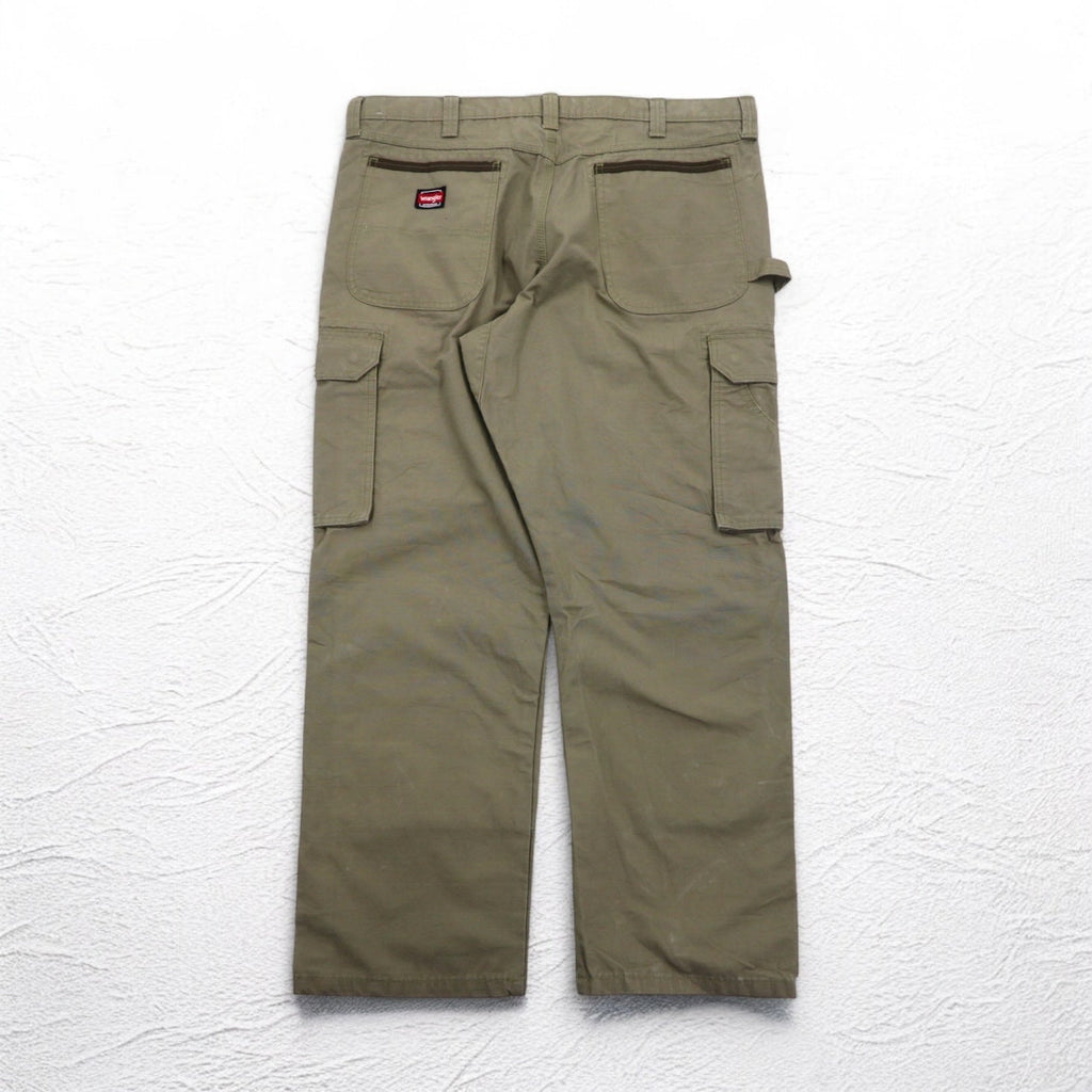Wrangler WORKWEAR リップストップ カーゴパンツ XL カーキ コットン 10WMWR1BR