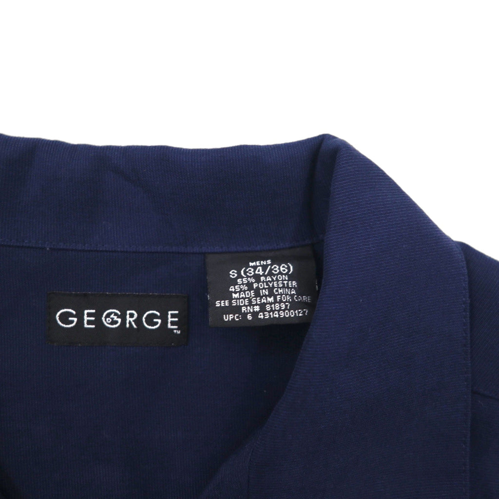 GEORGE Camicia a maniche corte con colletto aperto, vestibilità squadrata, taglia L, blu navy, in rayon e poliestere.