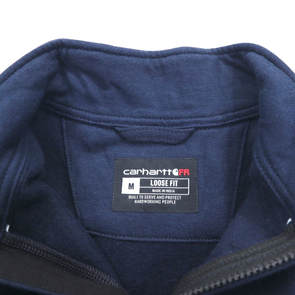 Carhartt Felpa girocollo a mezza zip, vestibilità ampia, taglia M, blu navy, cotone ignifugo CAT3 Flame-Resistant Force Loose Fit Midweight Mock Neck Sweatshirt TS5028-FRM
