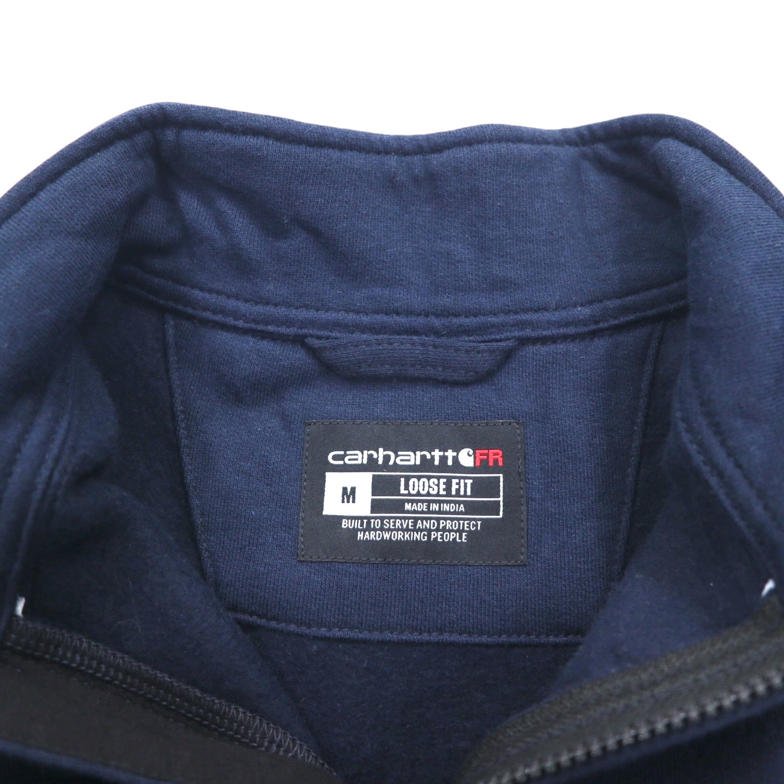 Carhartt Felpa girocollo a mezza zip, vestibilità ampia, taglia M, blu navy, cotone ignifugo CAT3 Flame-Resistant Force Loose Fit Midweight Mock Neck Sweatshirt TS5028-FRM