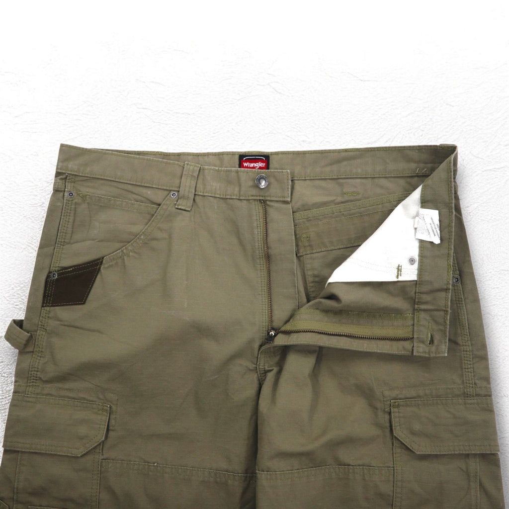 Wrangler WORKWEAR リップストップ カーゴパンツ XL カーキ コットン 10WMWR1BR