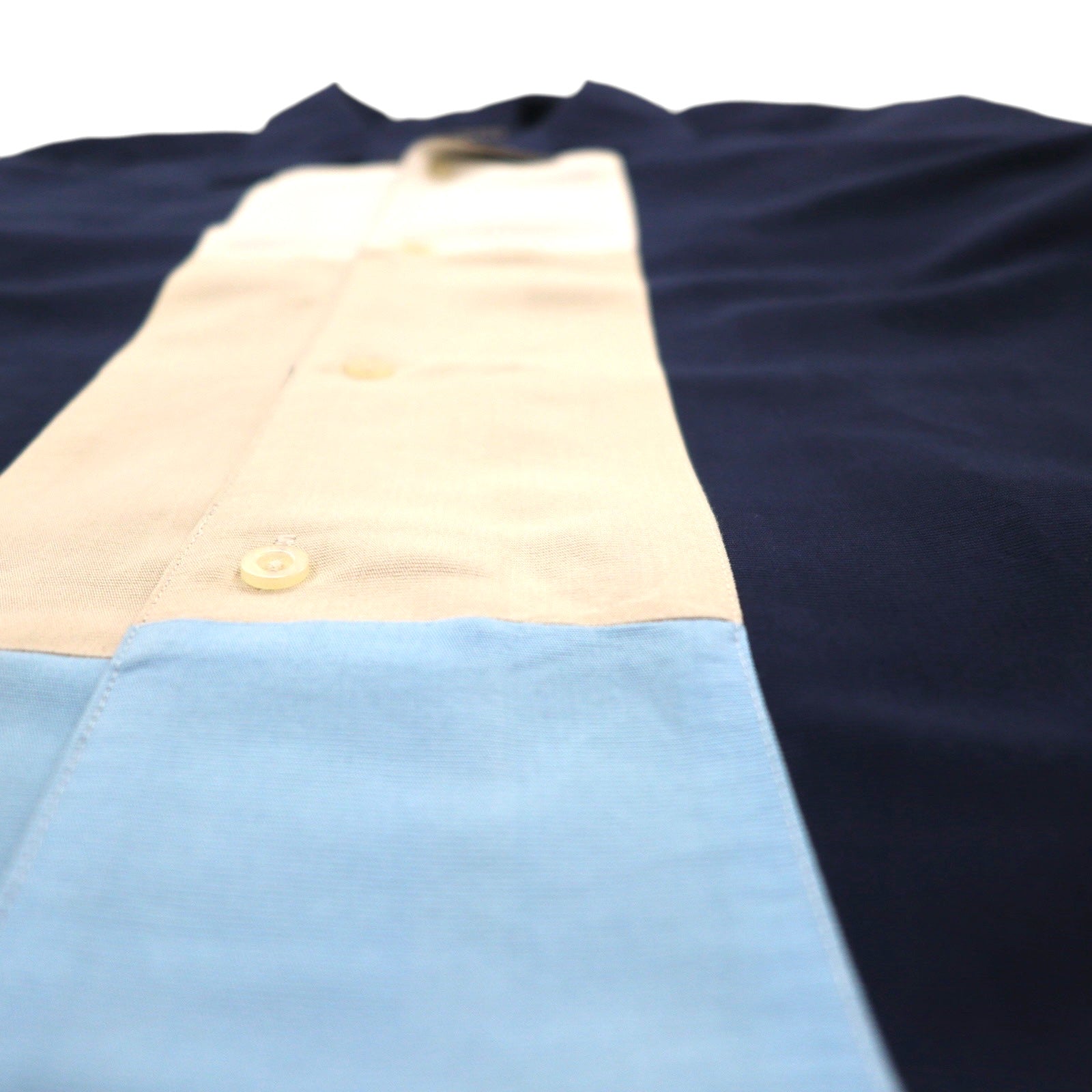 GEORGE Camicia a maniche corte con colletto aperto, vestibilità squadrata, taglia L, blu navy, in rayon e poliestere.