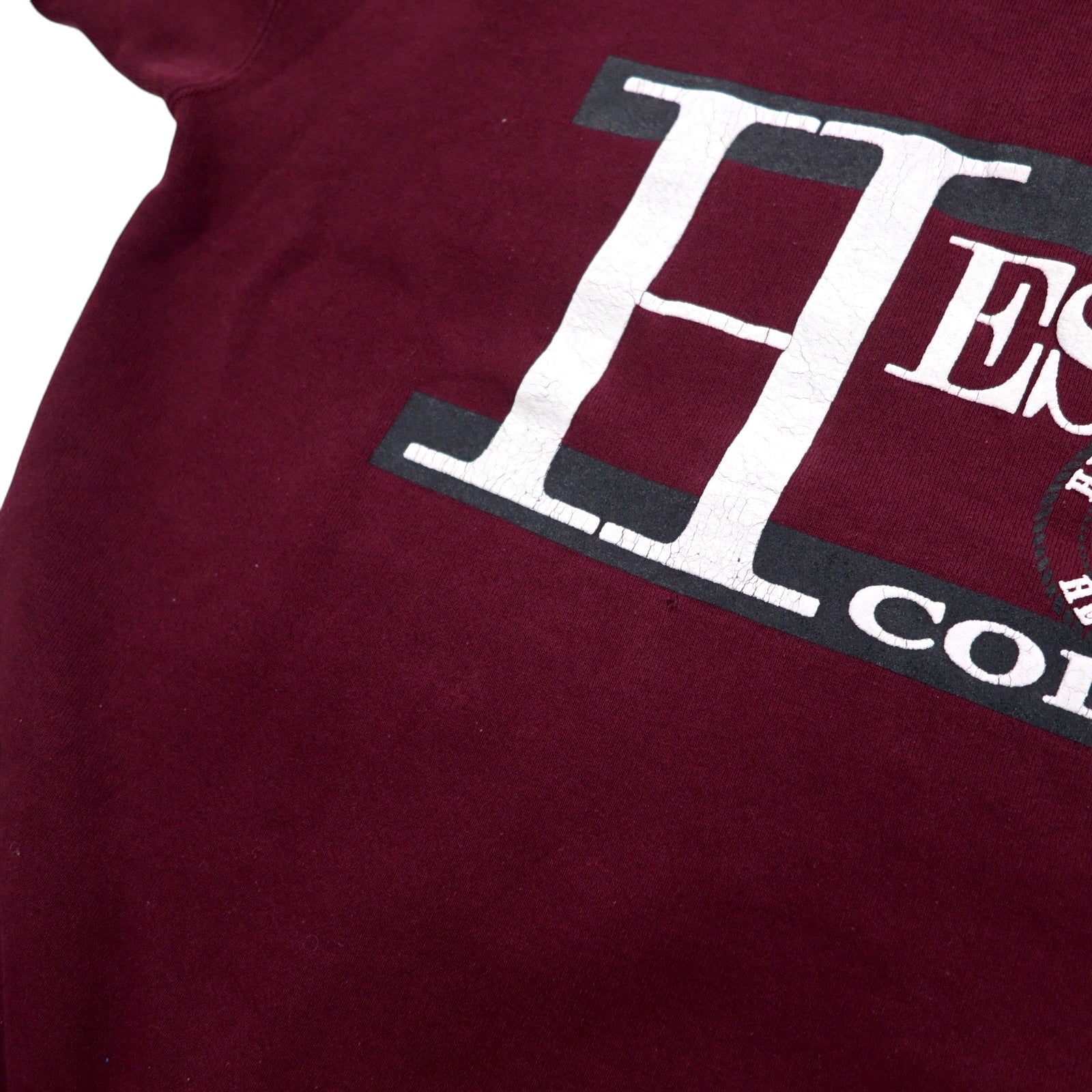 JAN SPORT Made in USA anni '90 Stampa College Felpa L Bordeaux Cotone HESSTON COLLEGE