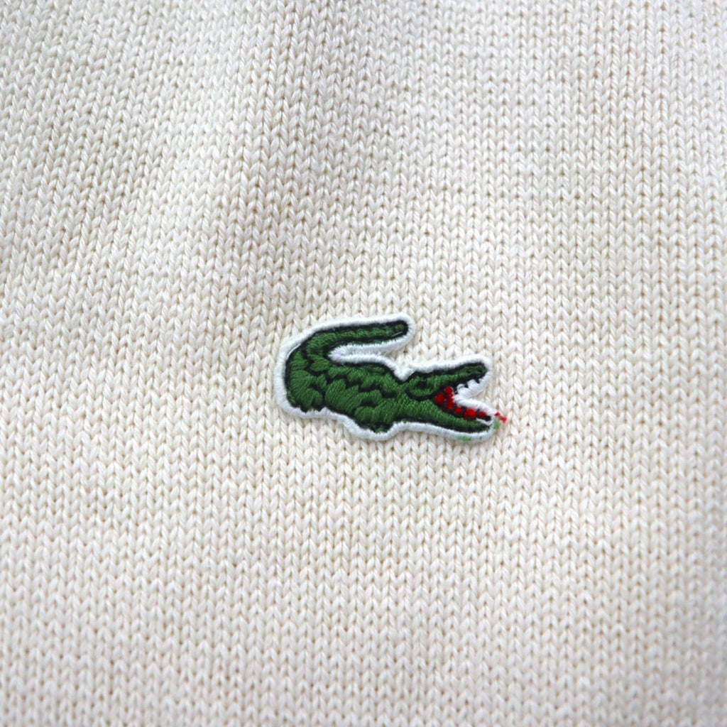 LACOSTE チルデン ニット ベスト L ホワイト コットン Vネック アーガイル柄