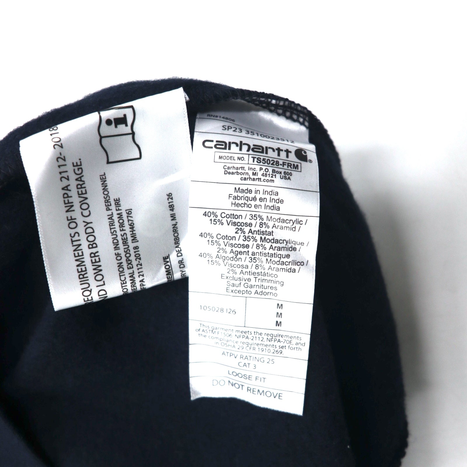 Carhartt Felpa girocollo a mezza zip, vestibilità ampia, taglia M, blu navy, cotone ignifugo CAT3 Flame-Resistant Force Loose Fit Midweight Mock Neck Sweatshirt TS5028-FRM