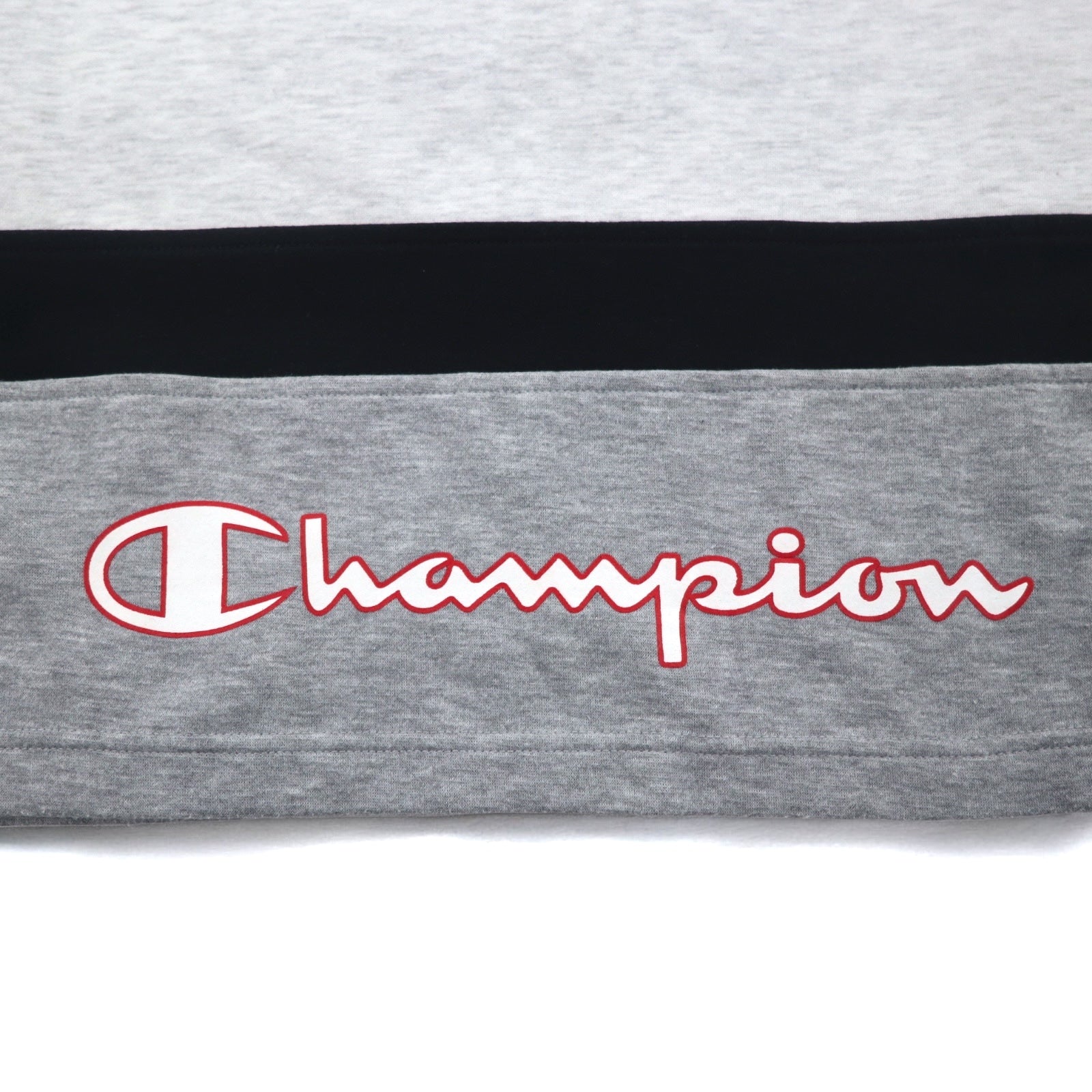 Champion anni '90, felpa girocollo raglan 4XL grigia, logo script, taglia grande