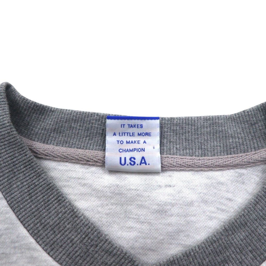 Champion 90年代 Vネック ラグラン スウェット 4XL グレー スクリプトロゴ ビッグサイズ