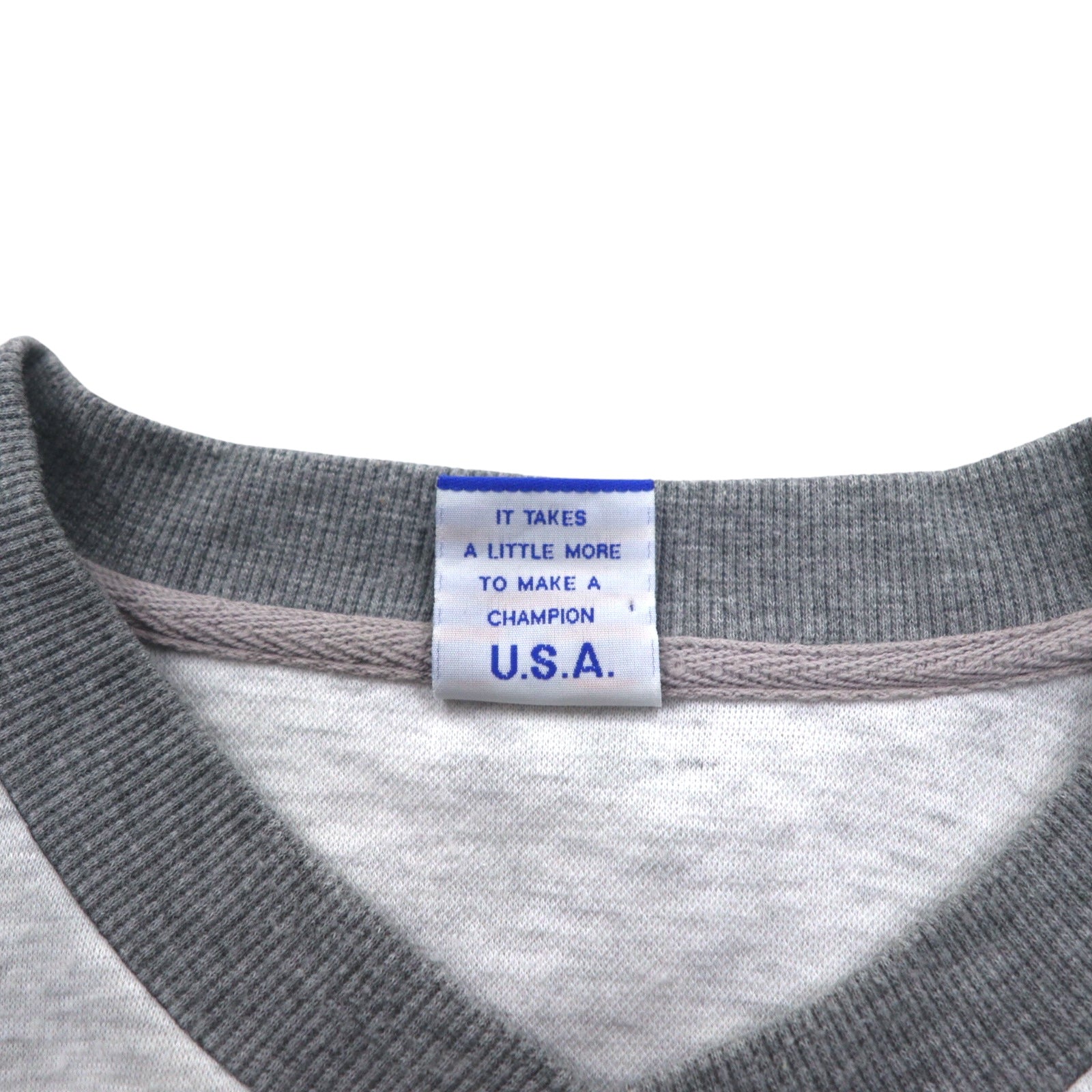 Champion anni '90, felpa girocollo raglan 4XL grigia, logo script, taglia grande
