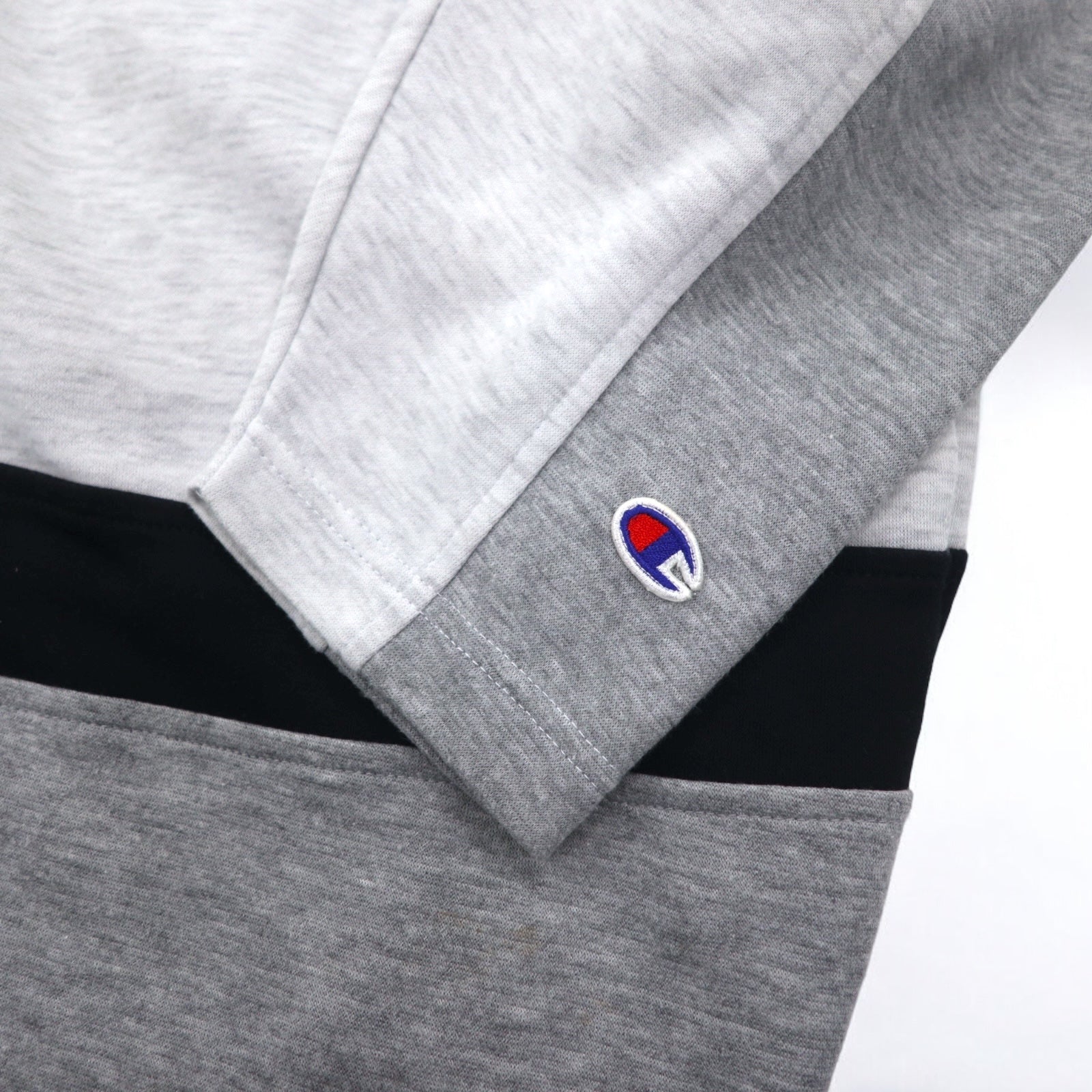 Champion anni '90, felpa girocollo raglan 4XL grigia, logo script, taglia grande
