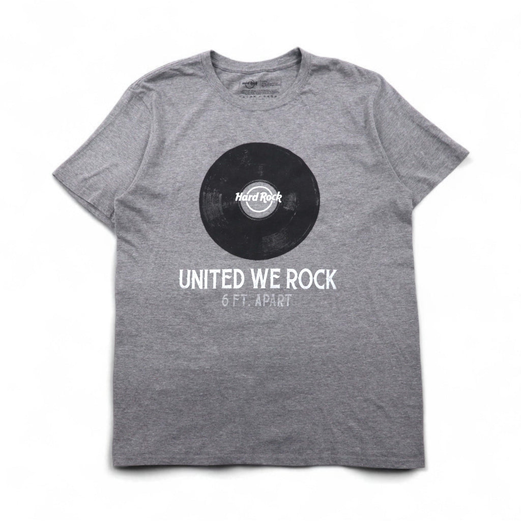Hard Rock CAFE レコード プリント Tシャツ L グレー コットン UNITED WE ROCK