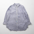 Polo Ralph Lauren ボタンダウン リネン シャツ XL ブルー 麻 ストライプ CLASSIC FIT EASY CARE ビッグサイズ