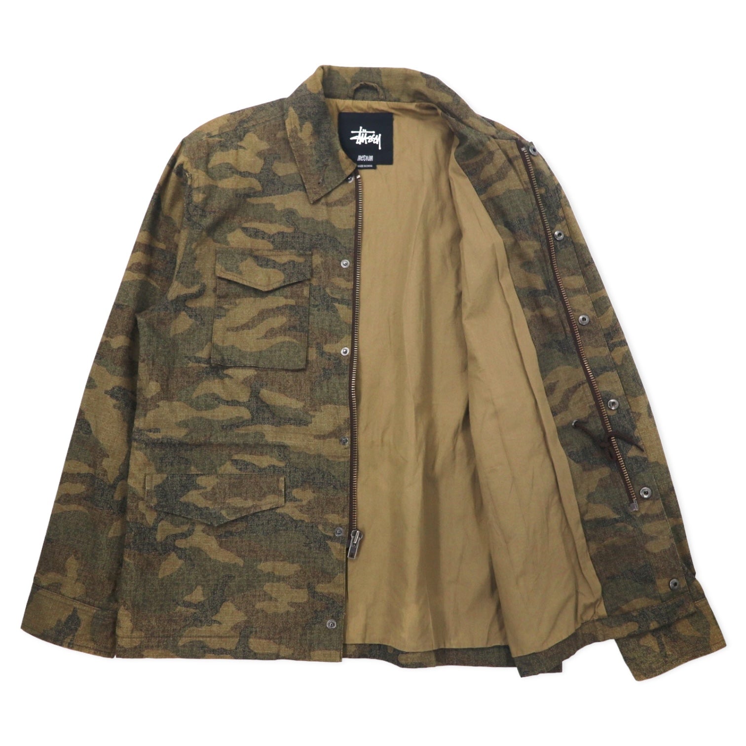 Stussy M-65 Field Jacket M Cachi Camouflage Cotone Coulisse