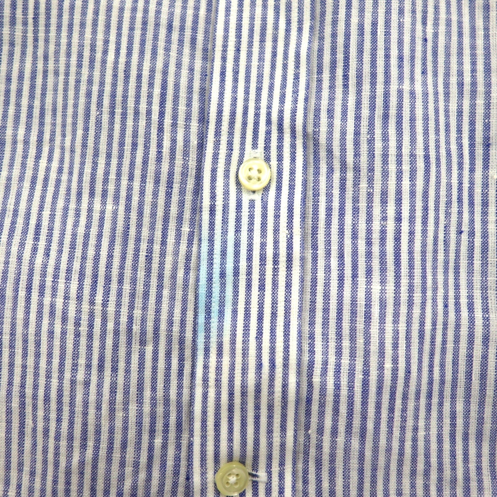 Polo Ralph Lauren ボタンダウン リネン シャツ XL ブルー 麻 ストライプ CLASSIC FIT EASY CARE ビッグサイズ