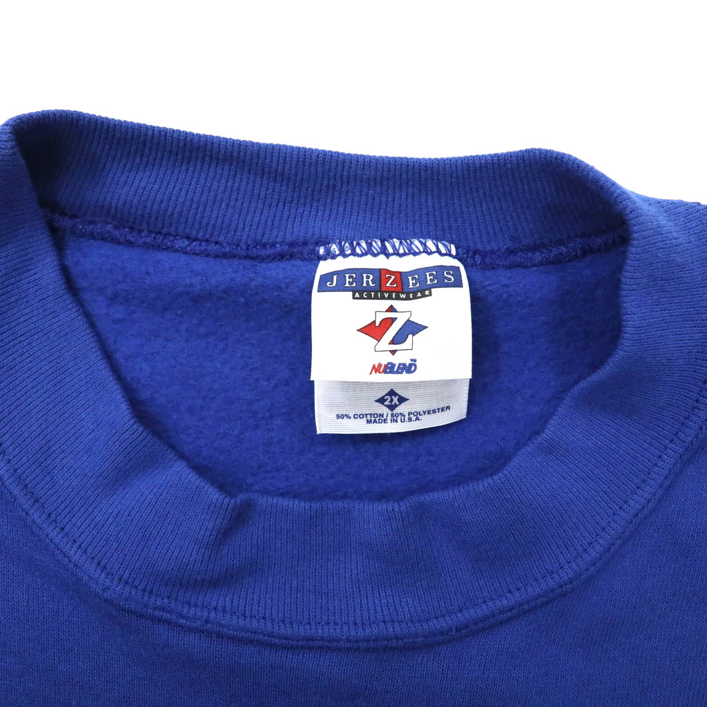 Felpa oversize JERZEES made in USA con stampa college, 2X, blu, in cotone felpato, ALFRED E. BEACH HIGH, anni '90