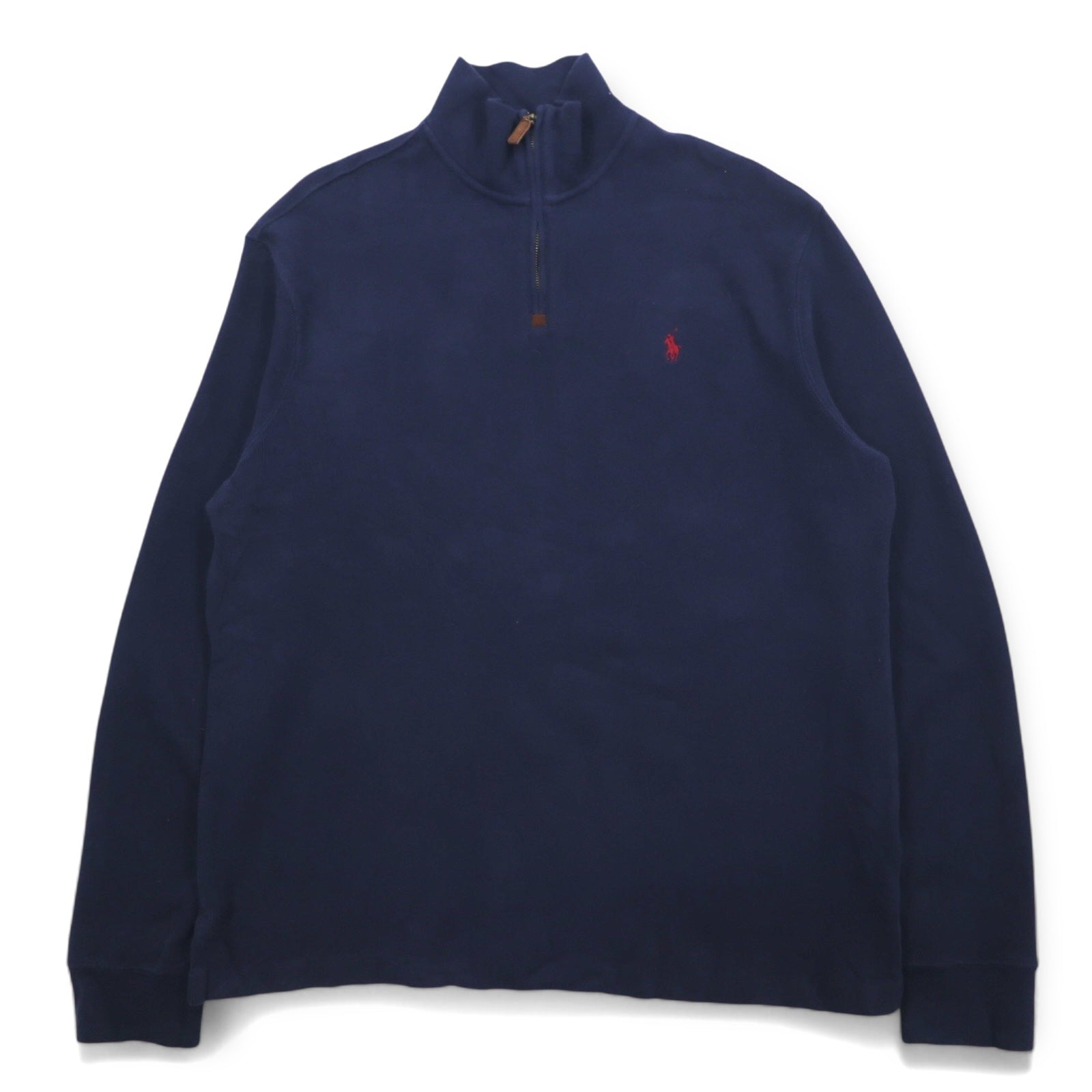 POLO RALPH LAUREN Felpa con mezza zip L blu navy cotone ricamo pony piccolo