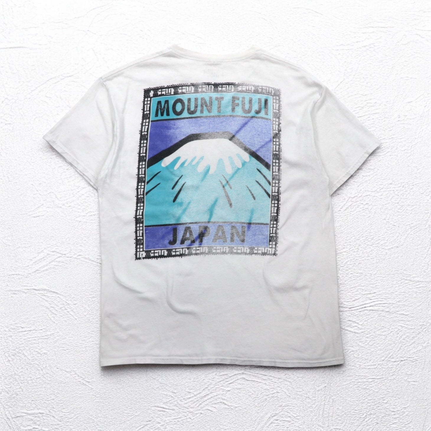 T-shirt vintage rielaborata RETURN TO SENDER stampa fronte-retro L bianca MOUNT FUJI JAPAN Monte Fuji