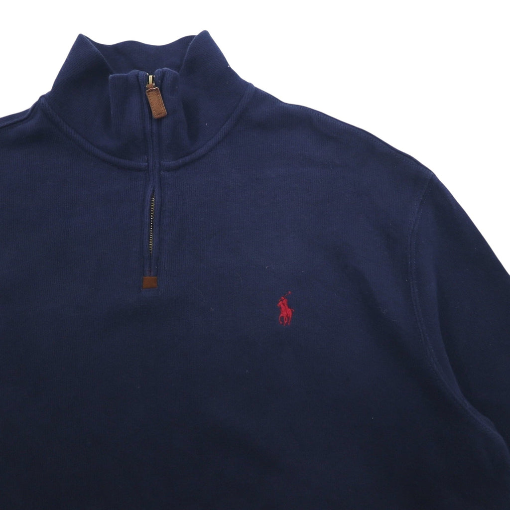 POLO RALPH LAUREN Felpa con mezza zip L blu navy cotone ricamo pony piccolo