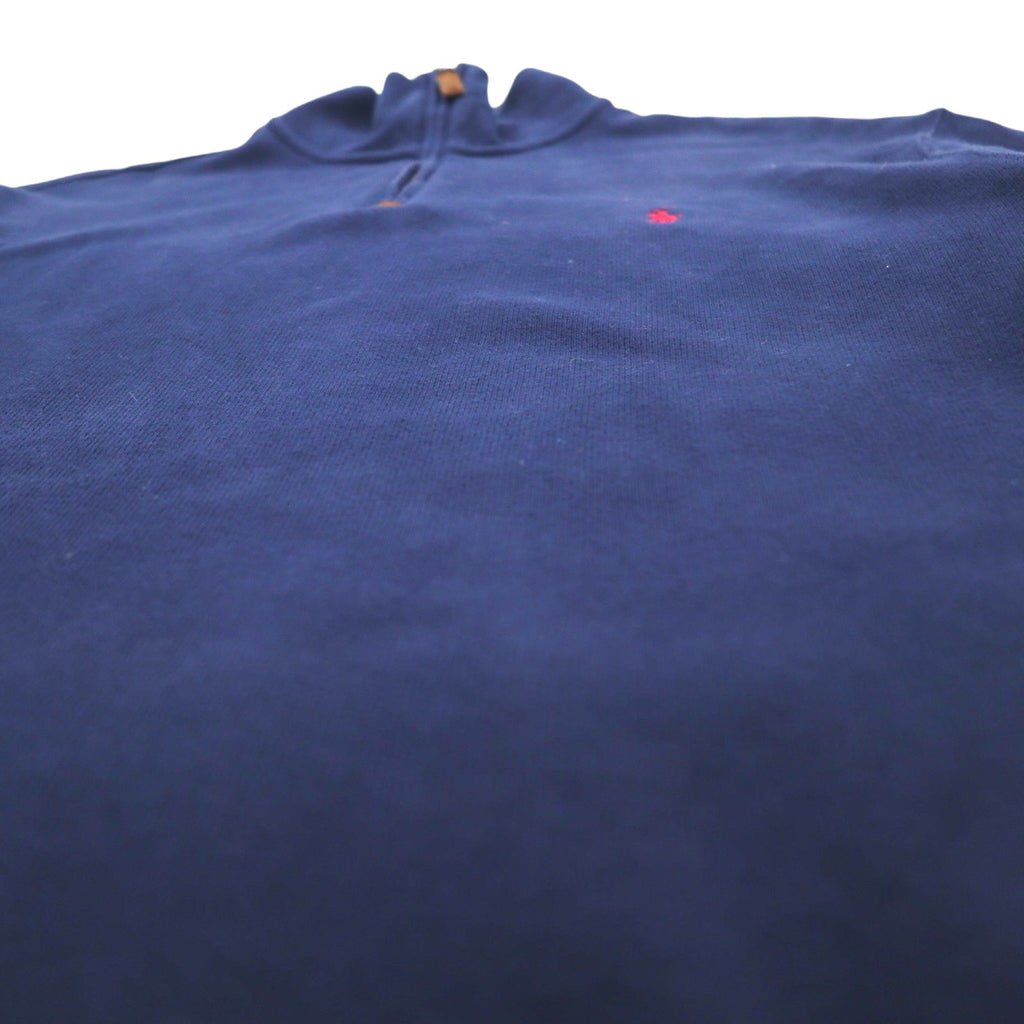 POLO RALPH LAUREN Felpa con mezza zip L blu navy cotone ricamo pony piccolo