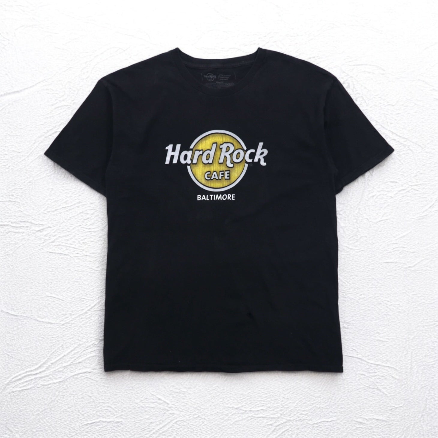 T-shirt Hard Rock CAFE con stampa logo, taglia L, colore nero, in cotone, BALTIMORE, Made in Mexico