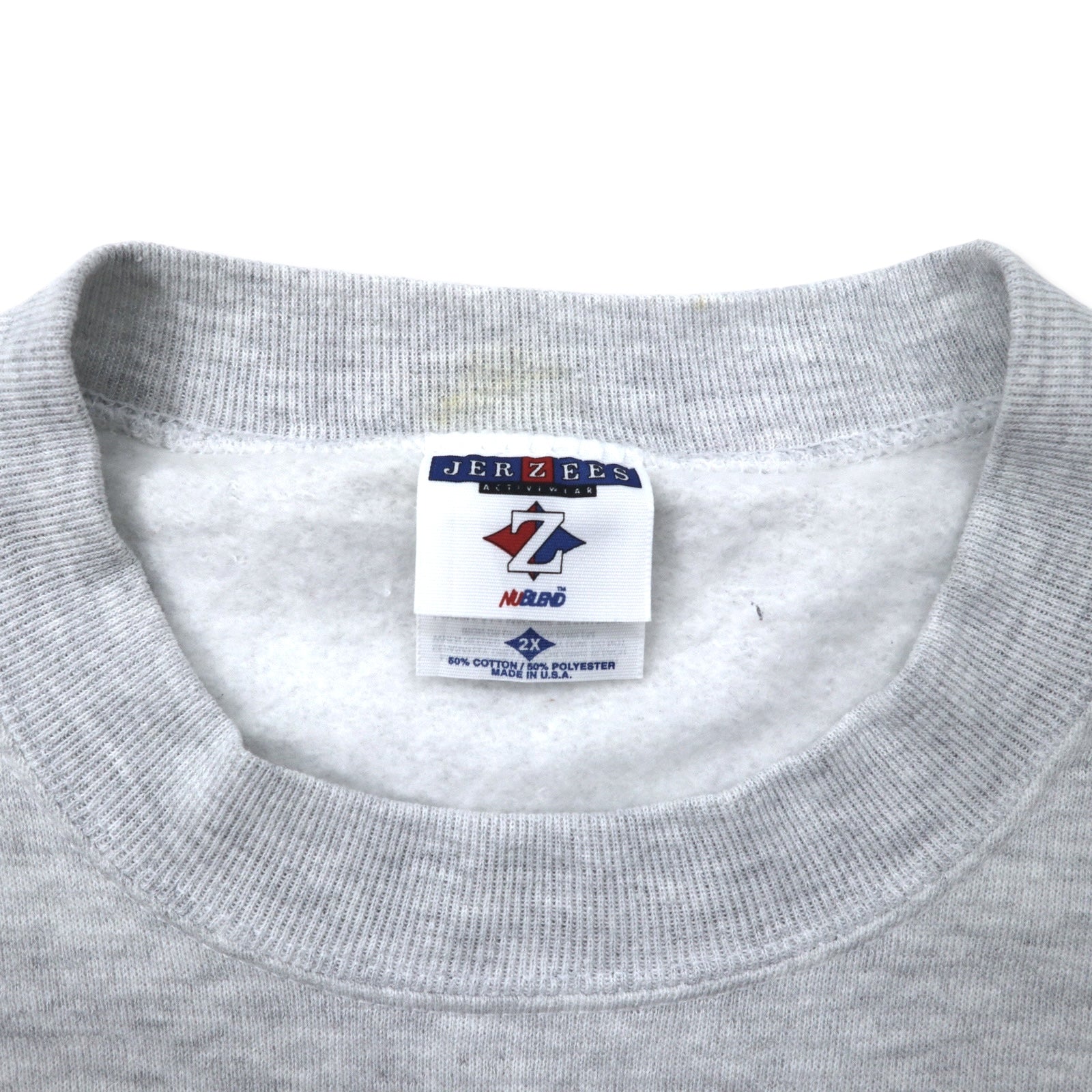 JERZEES Made in USA Anni '90 ARTWEAR Stampa Felpa 2X Grigio Cotone Interno Felpato Taglia Grande