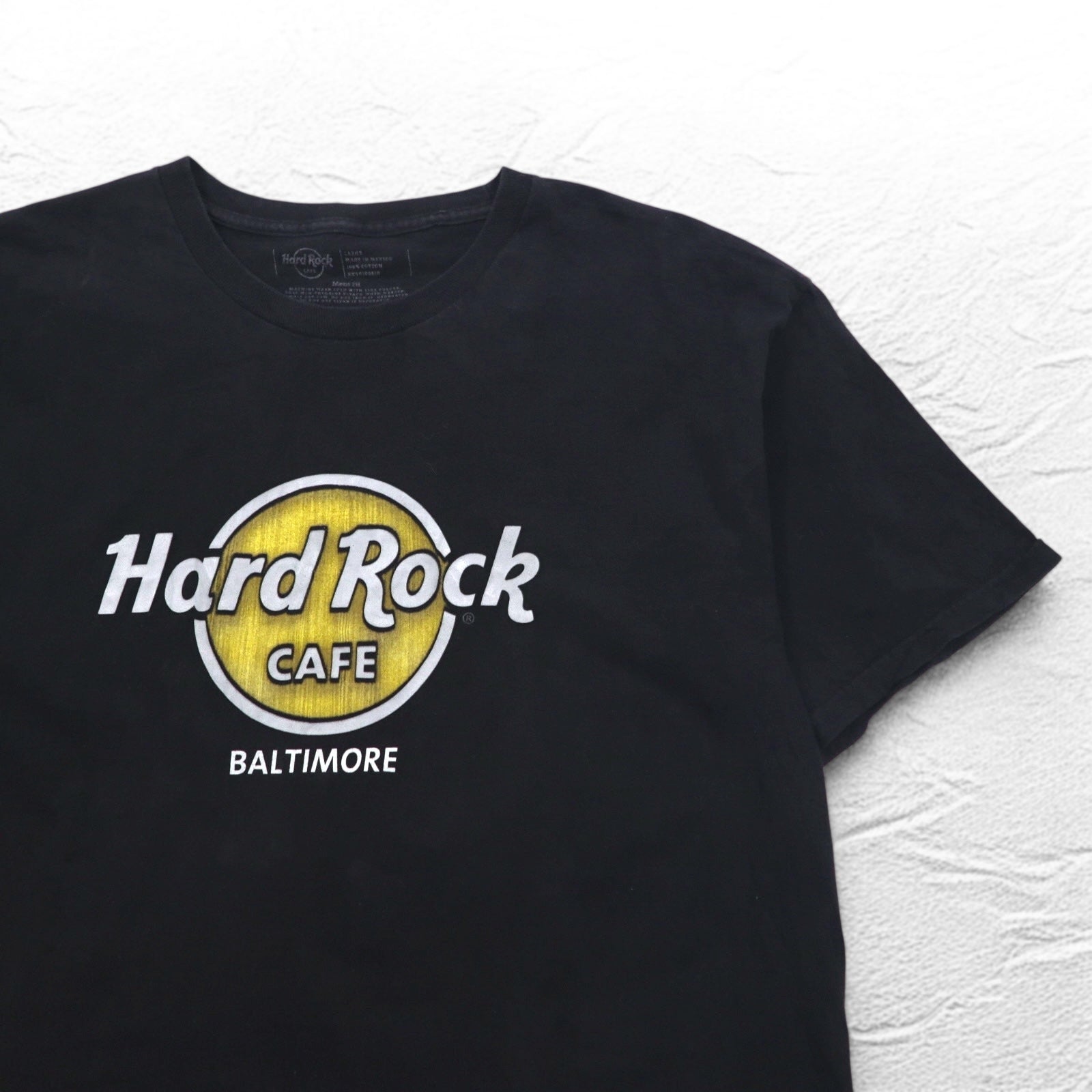 T-shirt Hard Rock CAFE con stampa logo, taglia L, colore nero, in cotone, BALTIMORE, Made in Mexico