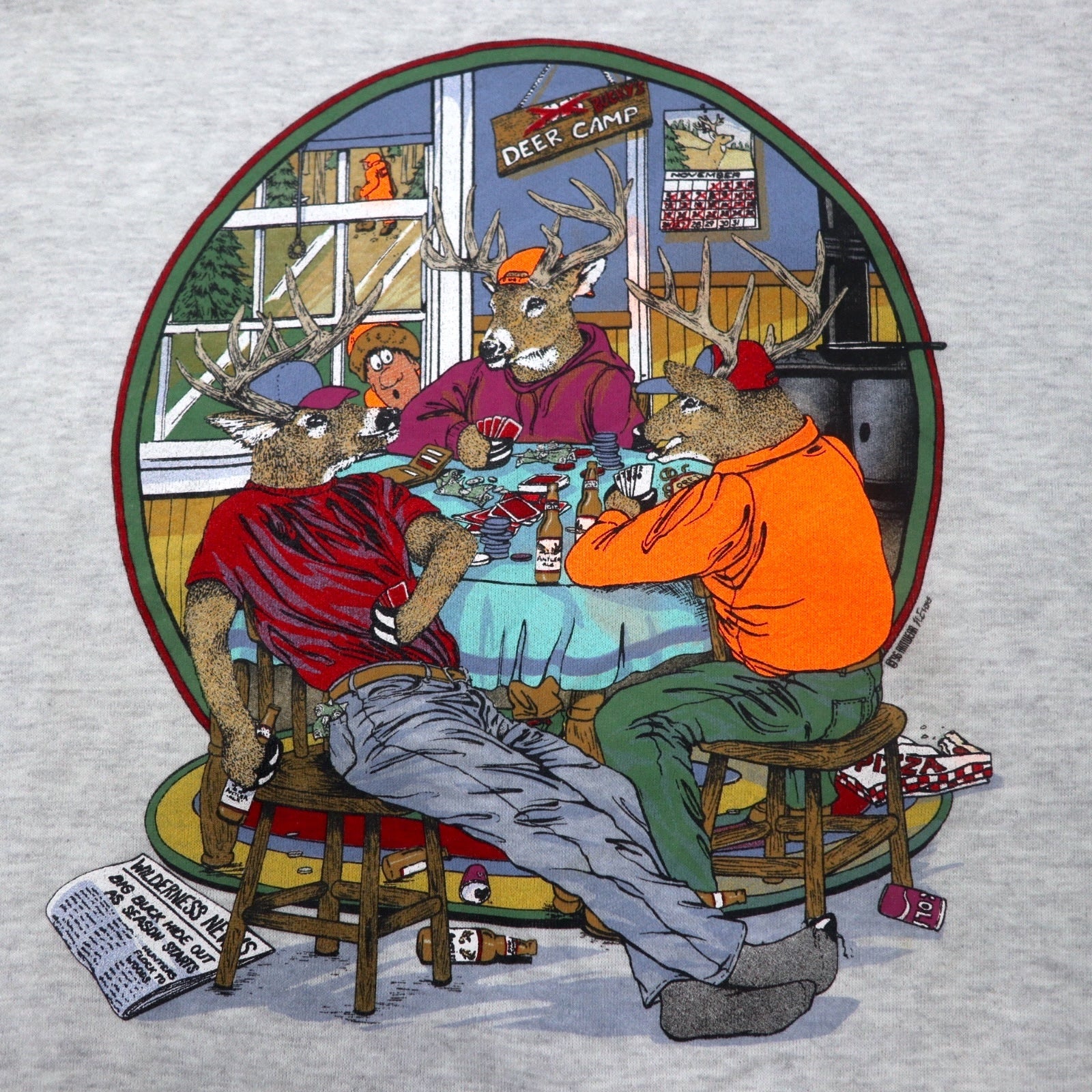 JERZEES Made in USA Anni '90 ARTWEAR Stampa Felpa 2X Grigio Cotone Interno Felpato Taglia Grande
