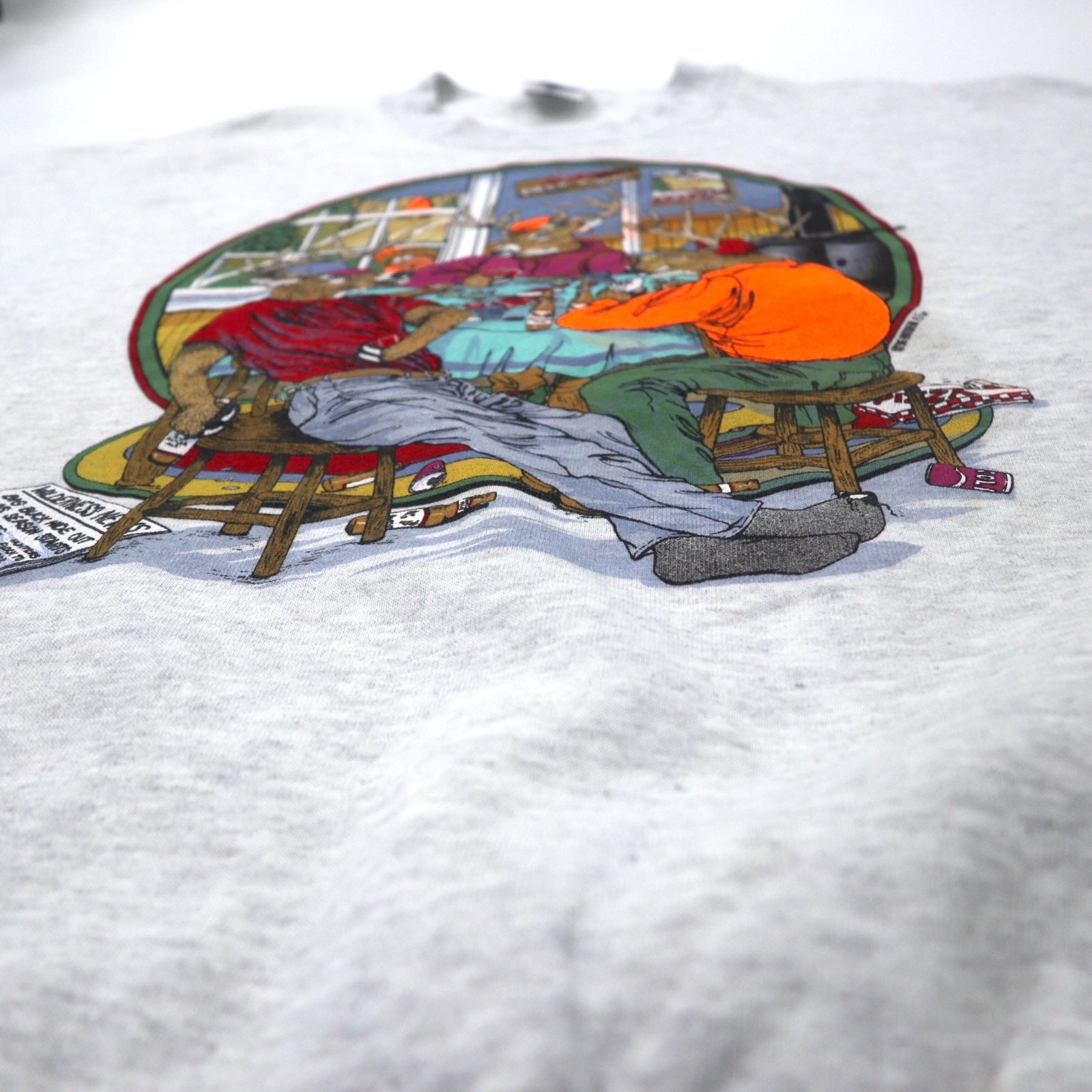 JERZEES Made in USA Anni '90 ARTWEAR Stampa Felpa 2X Grigio Cotone Interno Felpato Taglia Grande