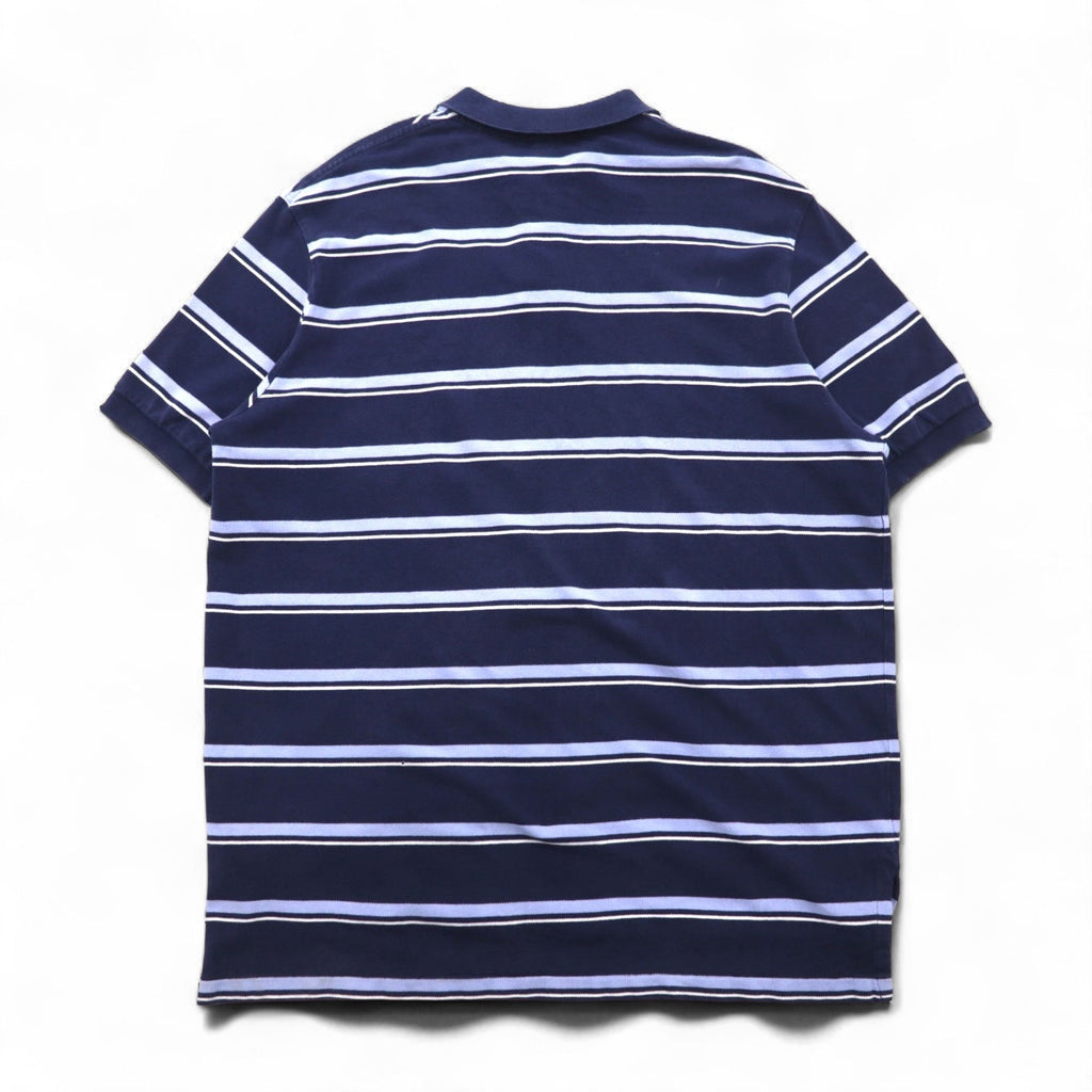 Polo by Ralph Lauren anni '90 Polo a righe 2XL Blu marino Cotone Piqué Ricamo Small Pony