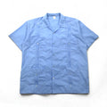 J.R.PALACIOS anni '80 Camicia cubana con colletto aperto, vestibilità squadrata, 2XL, blu, poliestere e cotone