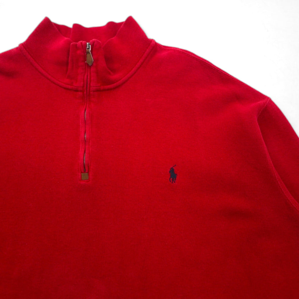 Polo Ralph Lauren 90年代 ハーフジップ スウェット トレーナー 2XL レッド スモールポニー刺繡 ビッグサイズ