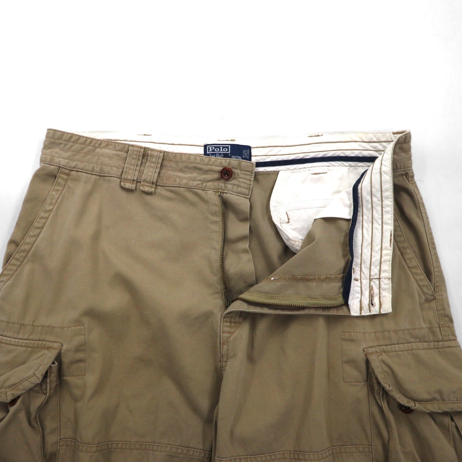 Polo by Ralph Lauren anni '90, pantaloncini cargo Polo Chino baggy, shorts, taglia XL, beige, cotone, al ginocchio