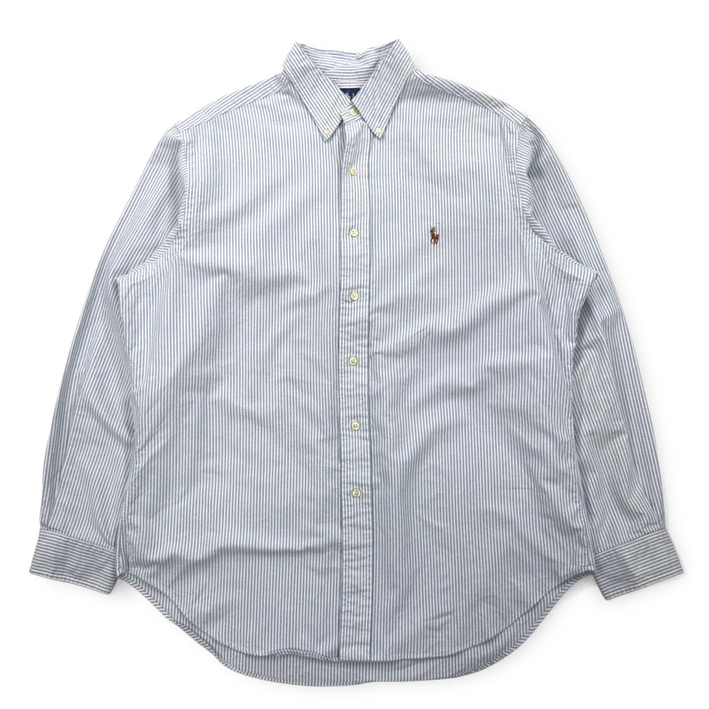 Ralph Lauren 90年代 CLASSIC FIT オックスフォード ボタンダウンシャツ XL ブルー ホワイト ストライプ スモールポニー刺繍