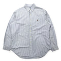 Ralph Lauren 90年代 CLASSIC FIT オックスフォード ボタンダウンシャツ XL ブルー ホワイト ストライプ スモールポニー刺繍