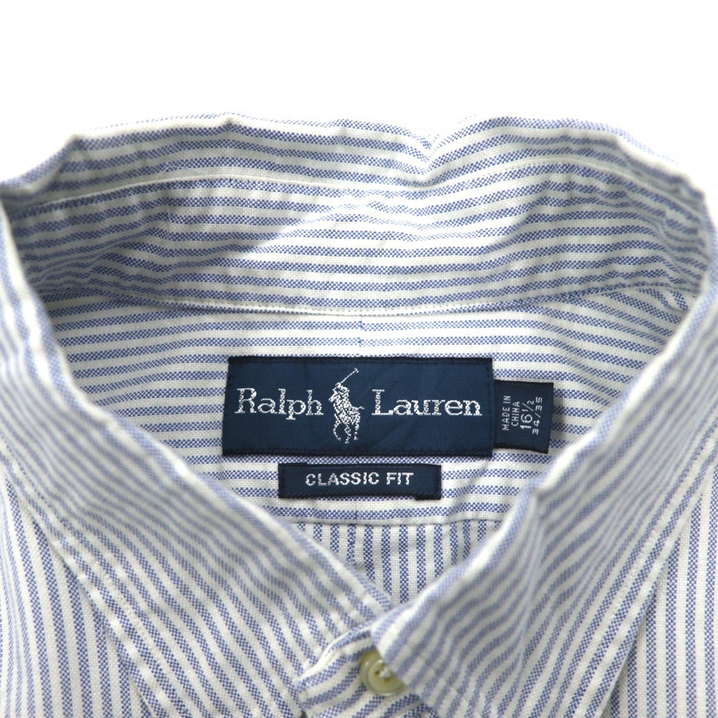 Ralph Lauren 90年代 CLASSIC FIT オックスフォード ボタンダウンシャツ XL ブルー ホワイト ストライプ スモールポニー刺繍