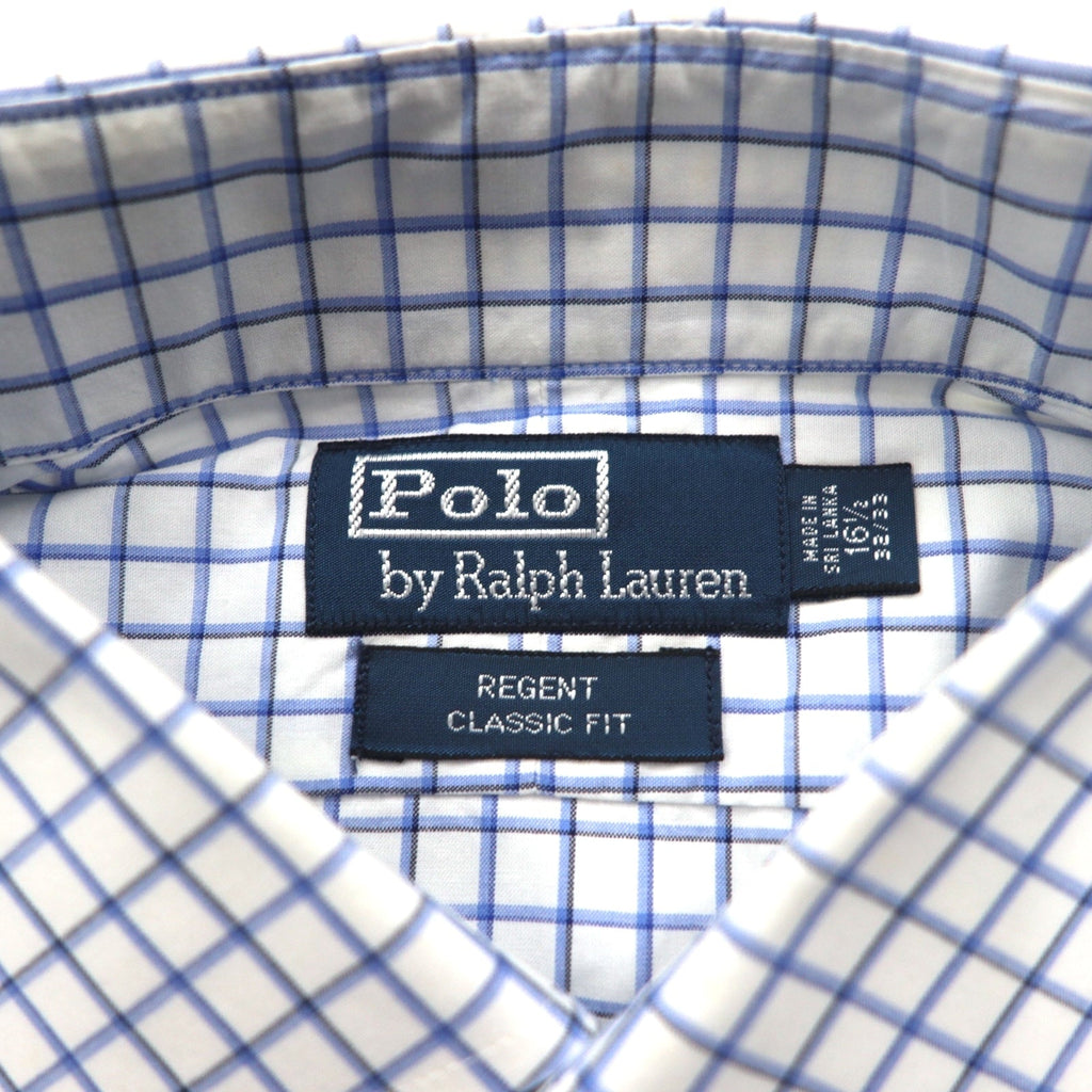 Polo by Ralph Lauren 90年代 REGENT ドレスシャツ L ホワイト ブルー チェック CLASSIC FIT