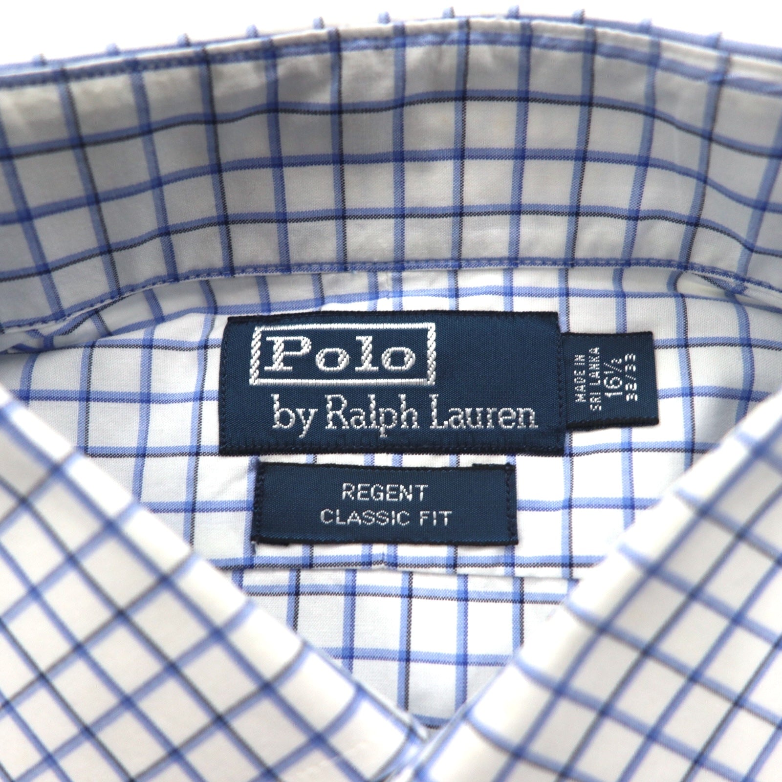 Polo by Ralph Lauren 90年代 REGENT ドレスシャツ L ホワイト ブルー チェック CLASSIC FIT