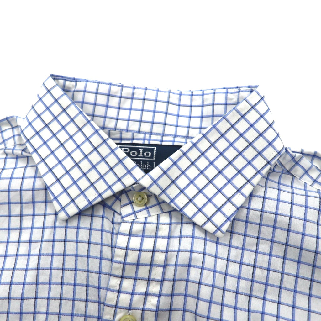 Polo by Ralph Lauren 90年代 REGENT ドレスシャツ L ホワイト ブルー チェック CLASSIC FIT
