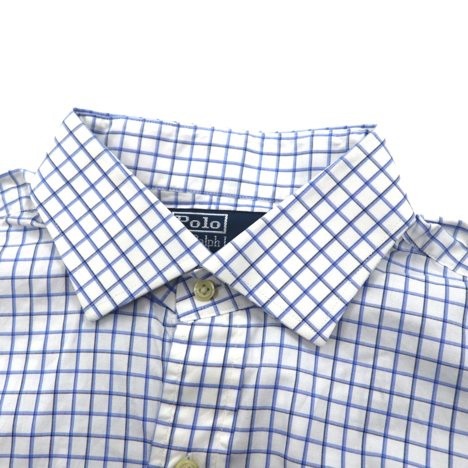 Polo by Ralph Lauren 90年代 REGENT ドレスシャツ L ホワイト ブルー チェック CLASSIC FIT