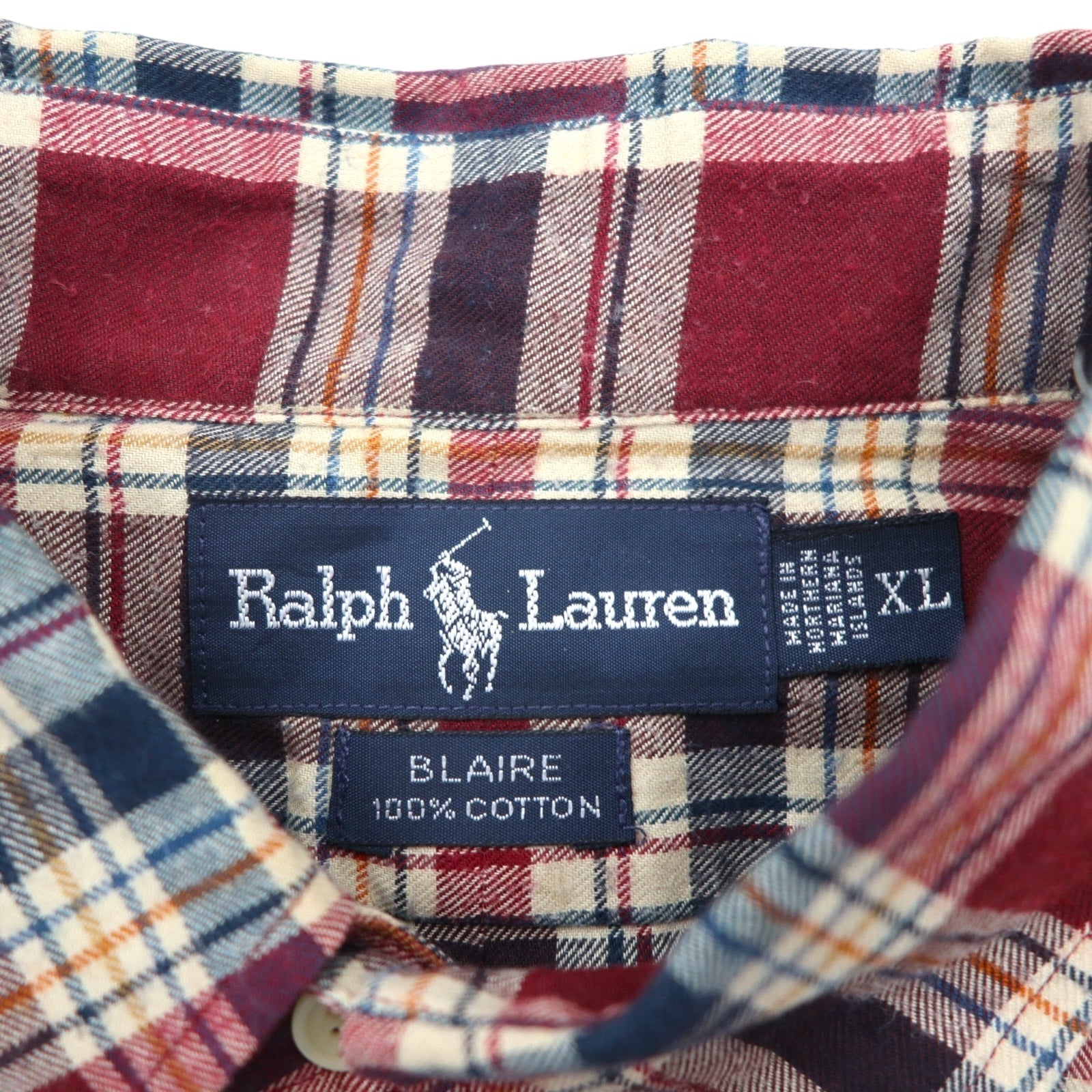 Ralph Lauren 90年代 ボタンダウン フランネルシャツ XL レッド BLAIRE チェック スモールポニー刺繡