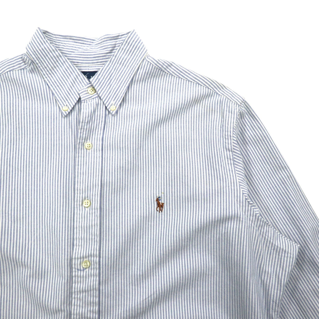 Ralph Lauren 90年代 CLASSIC FIT オックスフォード ボタンダウンシャツ XL ブルー ホワイト ストライプ スモールポニー刺繍