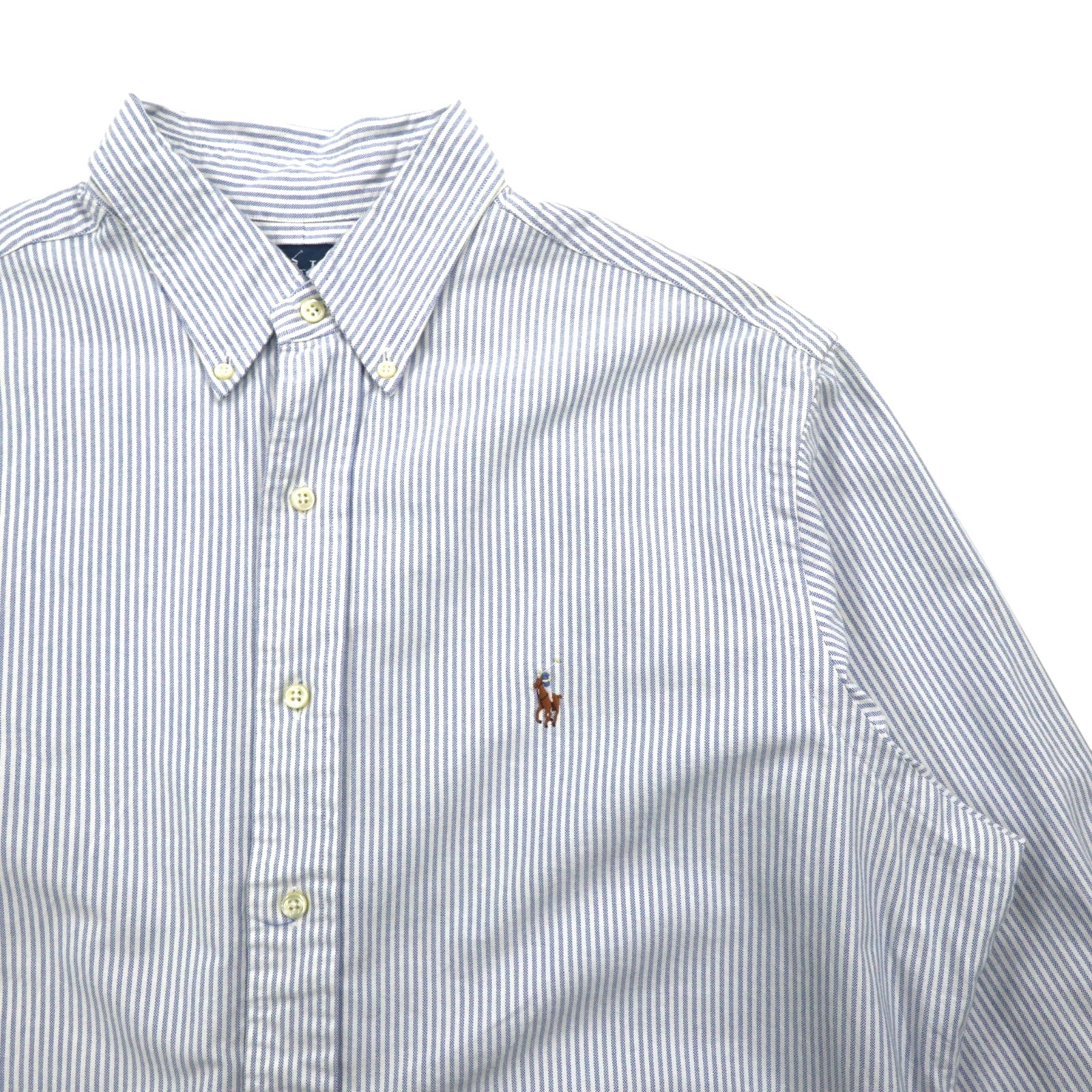 Camicia button-down Ralph Lauren anni '90 CLASSIC FIT in oxford, XL, a righe blu e bianche con ricamo pony piccolo