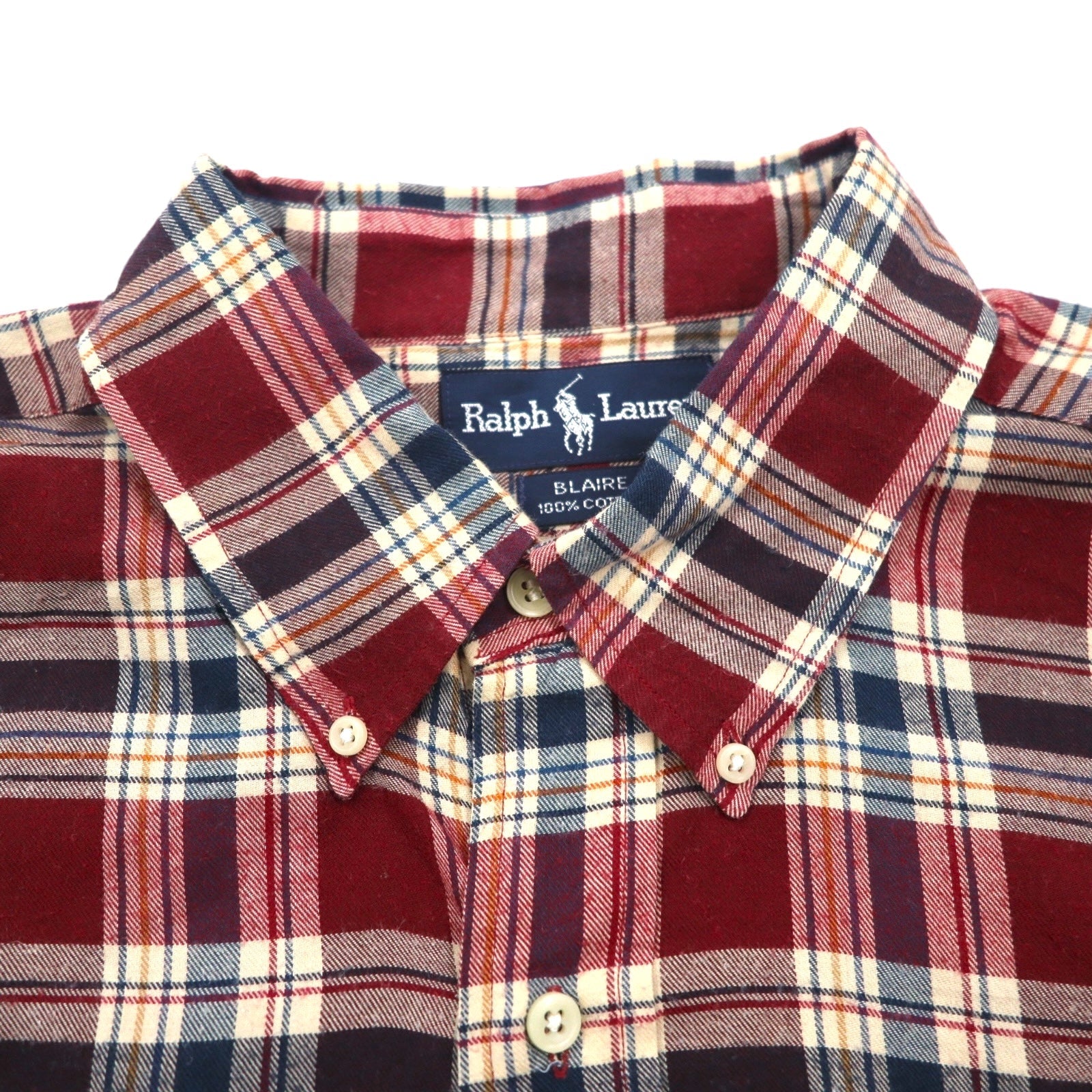 Ralph Lauren 90年代 ボタンダウン フランネルシャツ XL レッド BLAIRE チェック スモールポニー刺繡