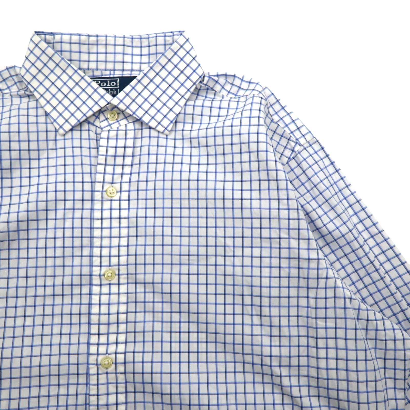 Polo by Ralph Lauren 90年代 REGENT ドレスシャツ L ホワイト ブルー チェック CLASSIC FIT