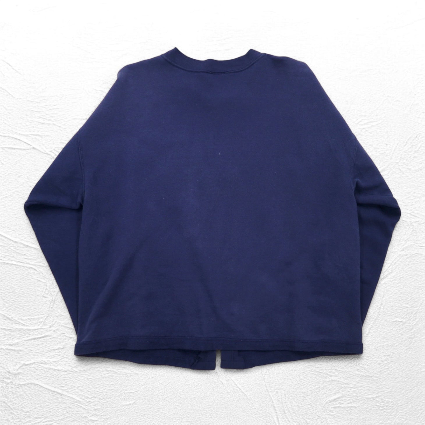 Cardigan in felpa Hanes rielaborata, taglia L, blu navy, cotone, DAVIS BLUE DEVILS, made in Messico