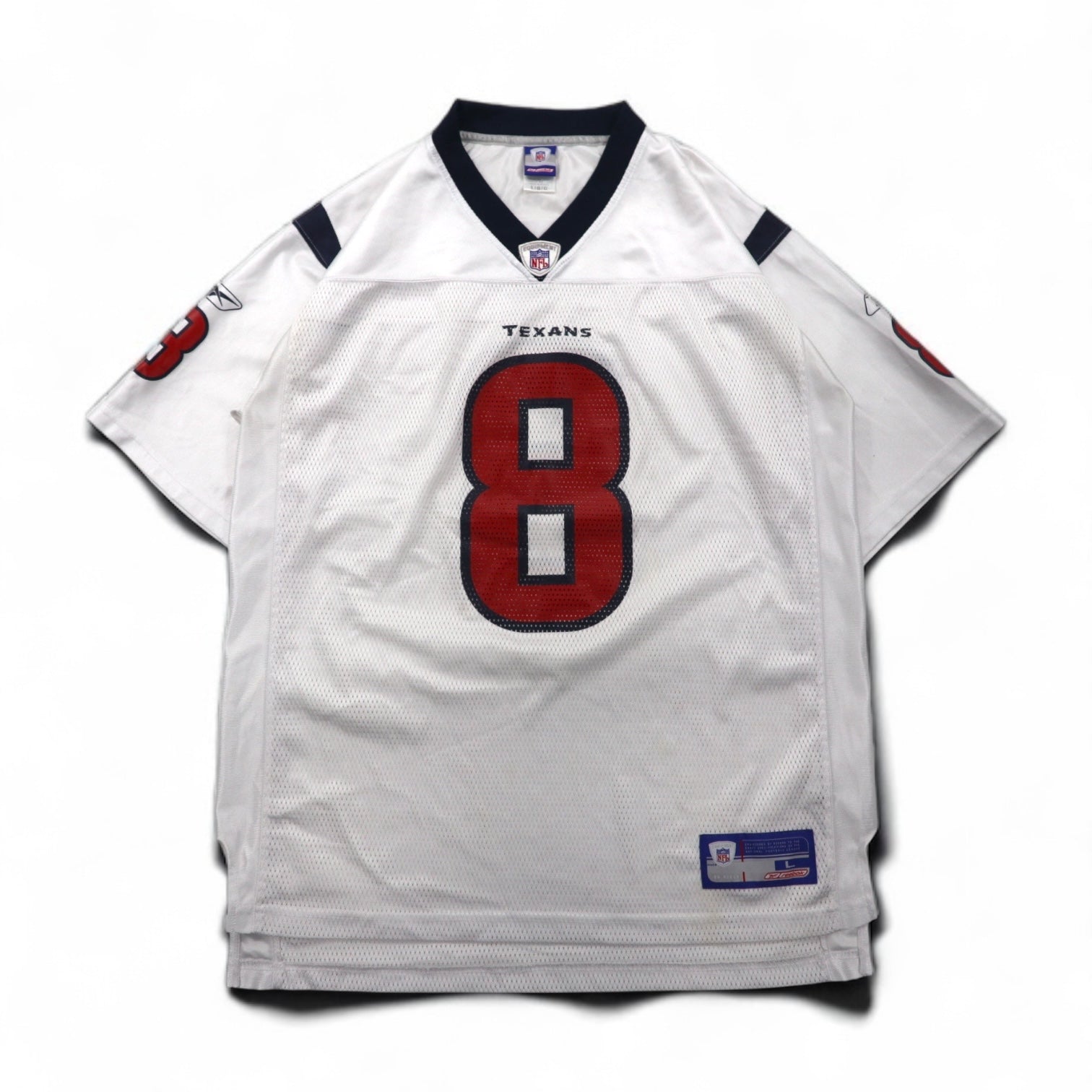 reebok maglia da gioco L bianca poliestere mesh numerata NFL TEXANS