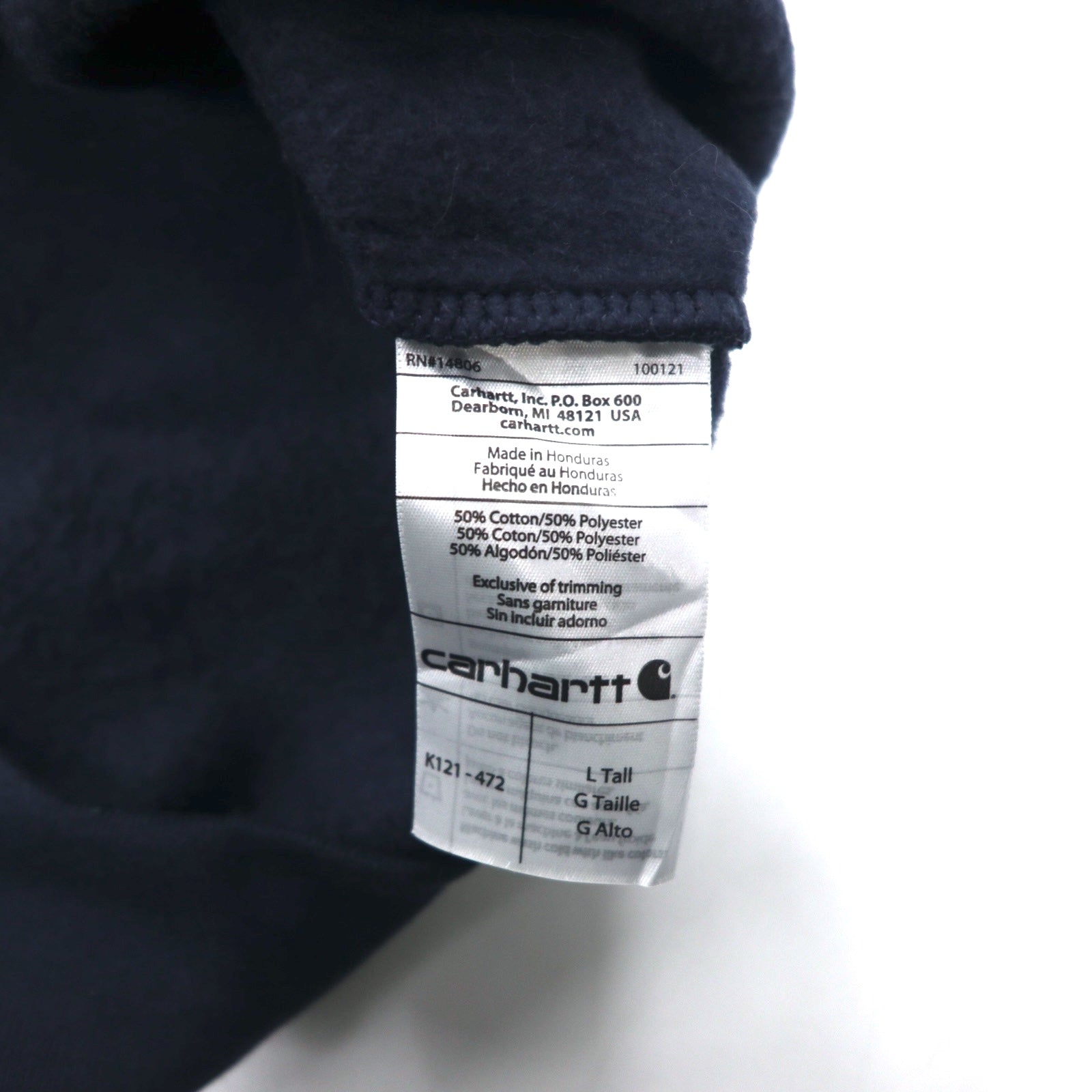 Carhartt Felpa con cappuccio pullover L blu navy, cotone, interno felpato, MIDWEIGHT PO HOODIE K121-472