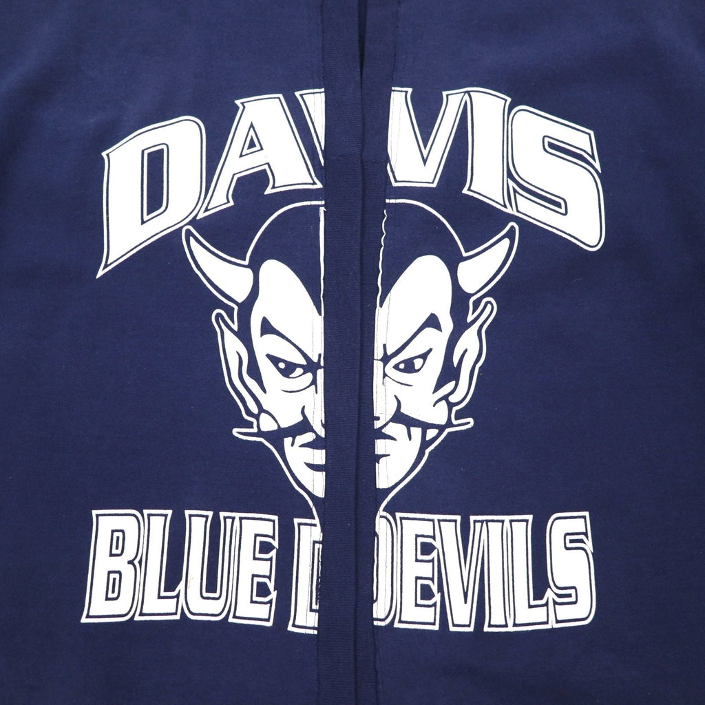 Cardigan in felpa Hanes rielaborata, taglia L, blu navy, cotone, DAVIS BLUE DEVILS, made in Messico